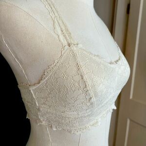 Racerback cream lace bralette XS